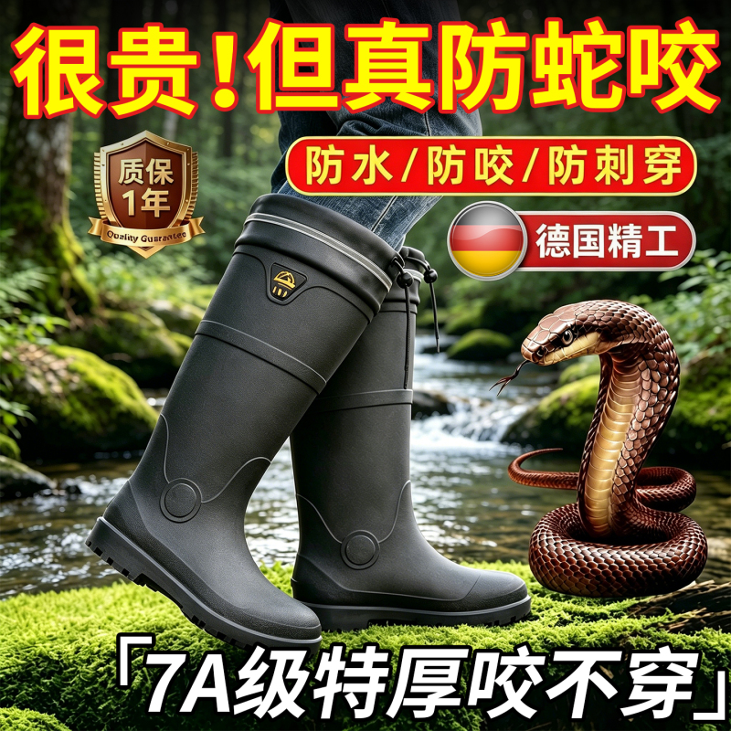 German Outdoor Anti-Snake Shoes, Thickened Fishing Anti-Snake Bite Rain Boots, Waterproof Shoes for Sea Fishing, Hiking Anti-Puncture Shoes German Outdoor Anti-Snake Shoes, Thickened Fishing Anti-Snake Bite Rain Boots, Waterproof Shoes for Sea Fishing, Hiking Anti-Puncture Shoes