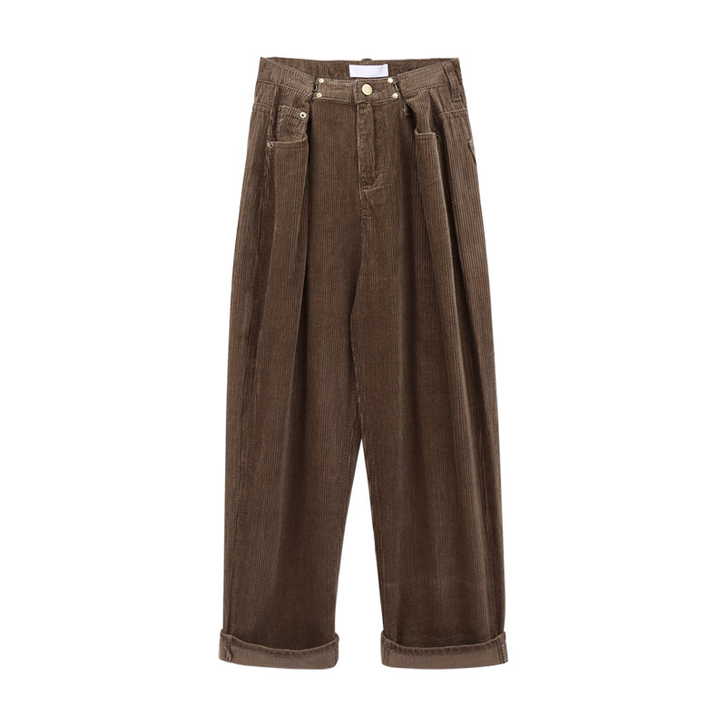 CIVICERA High Waist Corduroy Casual Pants Women's Autumn 2022 New Loose Mopping Wide-leg Trousers