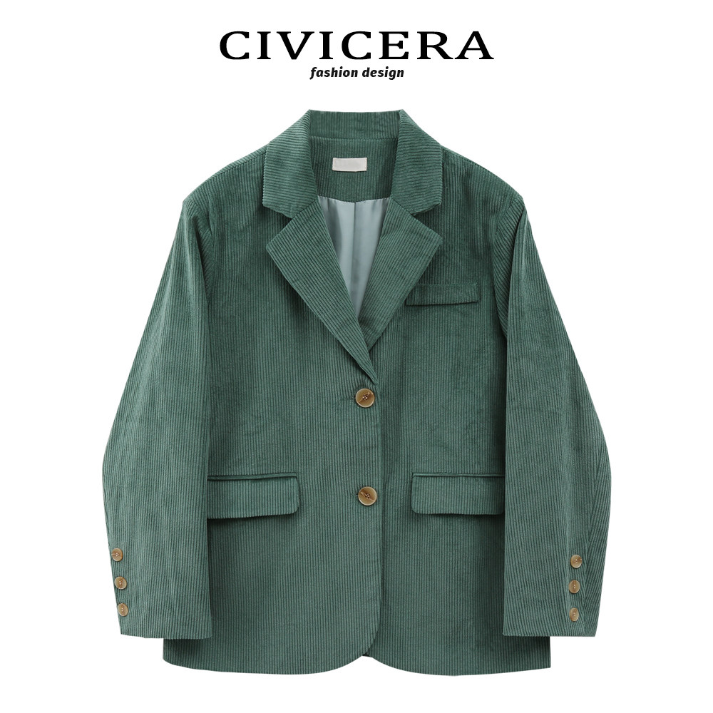CIVICERA Corduroy Small Suit Women's Jacket Spring and Autumn 2023 New Loose Retro Nostalgic Casual Suit Trend