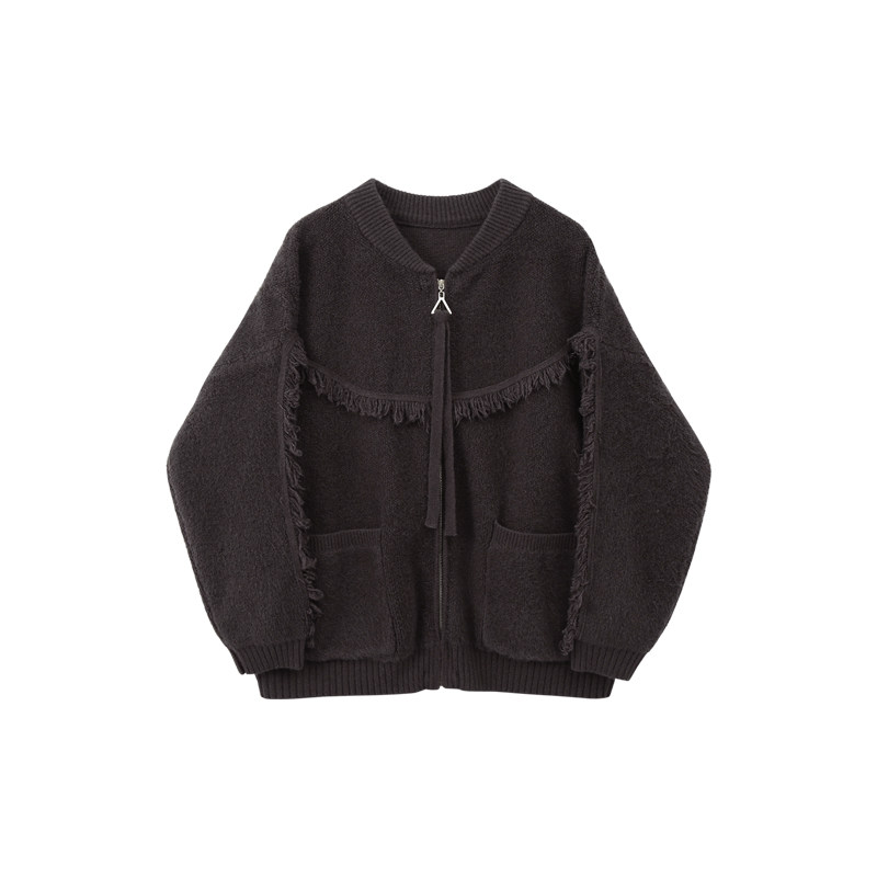 CIVICERA sweater women's coat autumn 2022 new Korean version loose tassel thick plush cardigan trend