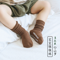 Childrens pile socks Mens and womens Korean Foreign style non-slip boneless pure cotton Korean spring and autumn baby long tube trend socks