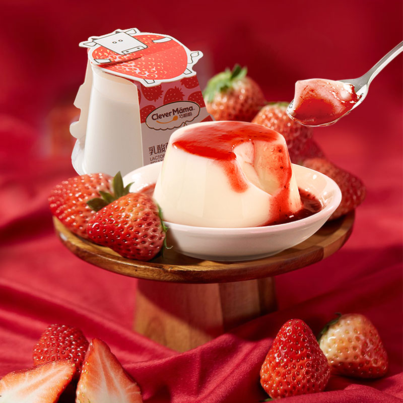 Qiaomao strawberry flavor lactic acid bacteria yogurt pudding jelly 0 fat snack Zero fat high facial value dessert pudding