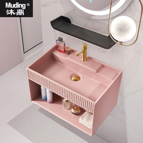 Nordic simple wall-mounted sink Household toilet wash basin cabinet combination wall-mounted sink table