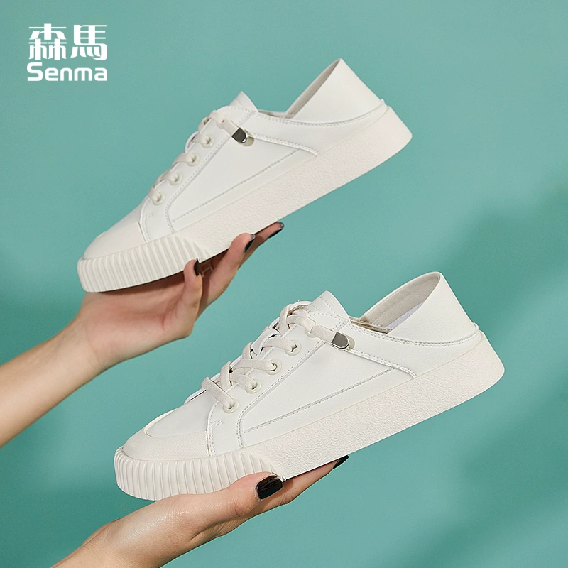 Giày bán nguyệt nữ trong triều Phiên bản Hàn Quốc của mùa hè hoang dã mới thời trang giày giản dị giày thấp thoáng khí giày trắng thoải mái - Giày cắt thấp