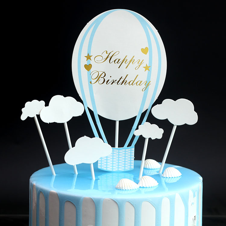 Children's cake decoration card Creative pink blue cloud hot birthday cake decoration plug-in dessert dress up