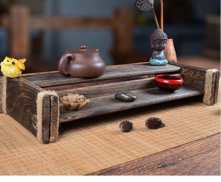 Kung Fu tách trà kệ trà đặt giá sáng tạo retro rắn lưu trữ giá gỗ phong cách Trung Quốc trà phụ kiện trang trí cá nhân - Kệ kệ sách treo tường đẹp