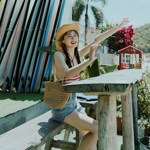 Летняя пляжная соломенная портативная ретро сумка на одно плечо