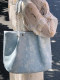Large-capacity tote bag for women in autumn and winter with high-end denim pattern