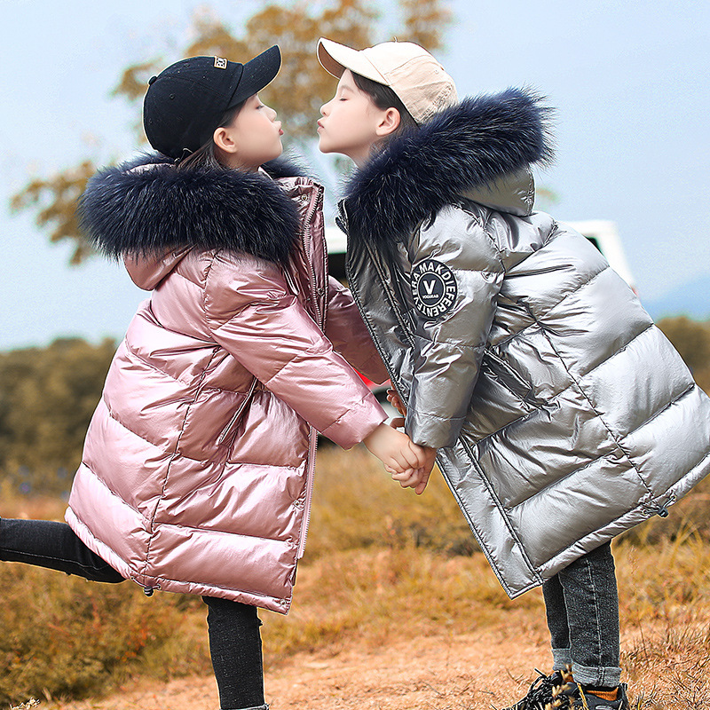 Britain's next kiss children's down clothes girl's mid-2020 new Korean version of the big fur collar thickened