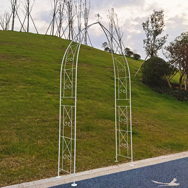 ແຖບເຄືອງອະງຸ່ນທາດເຫຼັກ clematis rose arch flower rack climbing vine rack arched climbing plant bracket outdoor courtyard