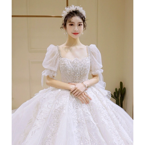 Свадебное платье, французский стиль, большой размер, открытые плечи, подходит для подростков, кружевное платье