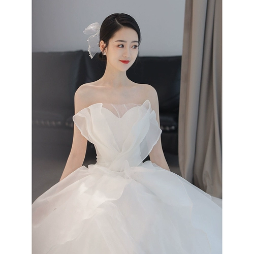 Топ без лямок для невесты, подходит для подростков, французский стиль, кружевное платье, премиум класс