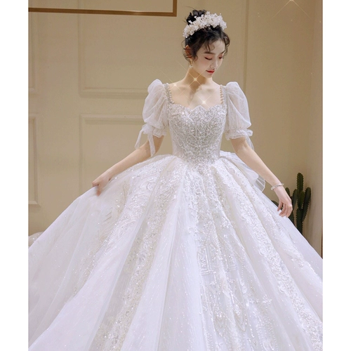 Свадебное платье, французский стиль, большой размер, открытые плечи, подходит для подростков, кружевное платье