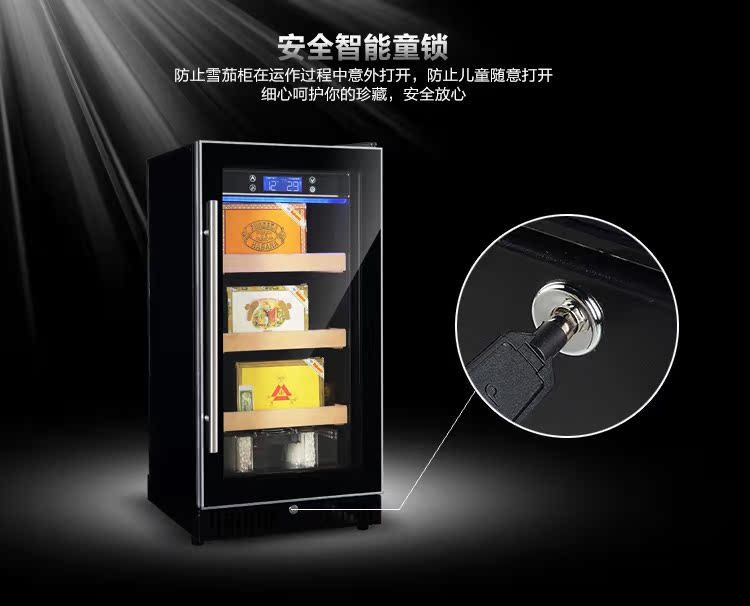 tủ rượu đẹp bằng gỗ Bồ Đào Nha Yue 28X nhiệt độ và độ ẩm không đổi tủ xì gà nhà gỗ rắn rượu làm mát nhiệt tủ rượu tủ ẩm tủ trà nhập khẩu - Tủ rượu vang tủ bảo quản rượu vang gia đình