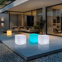 LED luminous cube outdoor luminous square stool Creative KTV bar stool remote control colorful charging square stool