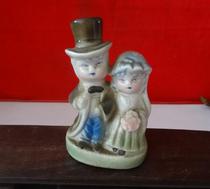 Old porcelain in the 1980s porcelain played with old toy characters groom and bride desktop nostalgia collection of all physical photos