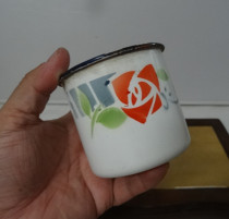 Old enamel tank 80 s flower tea cup small tea tank bag old Bao real photo appearance picture movie props