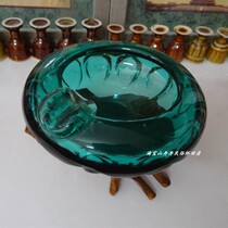 In the 1980s old ashtray green glass tobacco nostalgia folk collection smokers used movie props
