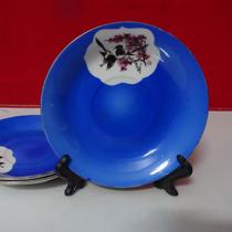 Cultural Revolution Blue glaze open window old plate dish dish on eyebrow cup tray dip sauce bag old antique physical photo