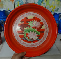 Old enamel disk 80s married disk lotus and harmonious disk old tea tray nostalgia collection movie props