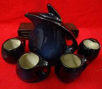 Modern art teapot cup set blue glaze kiln ceramic coffee cup coffee cup vegetarian fiber plug decoration