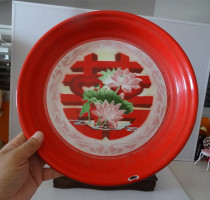 Old Enamel Tray 80s Wedding Joyous Lotus Flowers tray Tea tray Fruit Tray Trays Nostalgia Movie Props Swing pieces