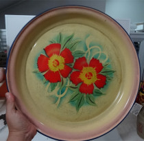 Antique enamel tray Jianguo Old Enamel Tea Tray 40cm Megapique Diameter Nostalgia Collection Cinematic Props