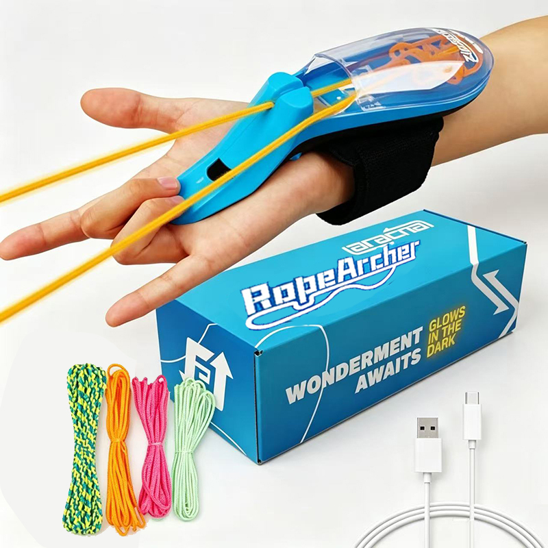 Glow-In-The-Dark Zip String Rope Launcher Automatic Retractable Suspension Line Stress-Relief Children's Shooting Creative Toy for Boys