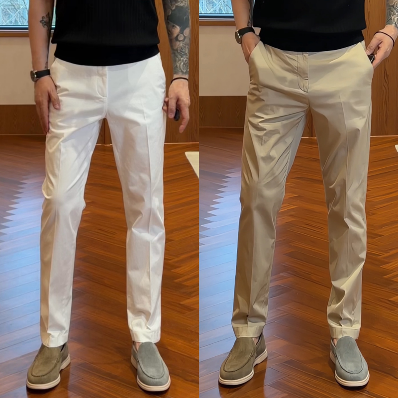 High-End Old Money Style Casual Pants, New Spring Model for Men, Fashionable, Simple, Versatile, Business, Solid Color, High-Quality Straight-Leg Pants