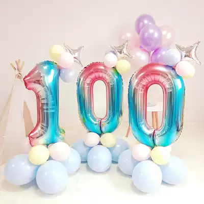 Digital aluminum film balloon Macaron color birthday party decoration baby 100-day birthday balloon dress up supplies