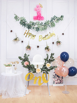Baby ins one year old birthday decoration balloon childrens boys and girls party supplies simulation flower background wall