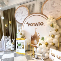 Baby 100-day banquet full moon decoration Mickey balloon chain male and female mouse baby 1 year old birthday layout welcome card KT