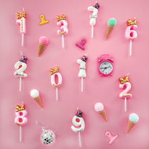 Birthday candle romantic digital cake cartoon decoration card Net red ins confession party arrangement adult children