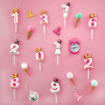 Birthday candle romantic digital cake Cartoon decoration plug-in card Net celebrity ins confession party decoration Adult children