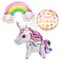 New 4D standing unicorn pink balloon birthday party decoration adorable pony polo aluminum foil ball