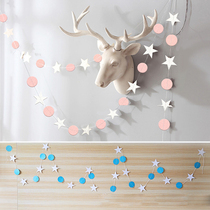 Creative stars round paper flower hanging ornaments childrens birthday party layout supplies kindergarten ornaments