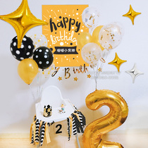 Nordic little male god birthday boy baby one year old Prince Crown birthday layout poster black gold dining chair flag