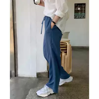 Korean Chic lazy fu Li single product gloss is good with temperament waist elastic casual pants