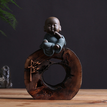 Creative ceramic small monk ornaments Home accessories Living room TV cabinet Chinese wooden Zen small Monk ornaments
