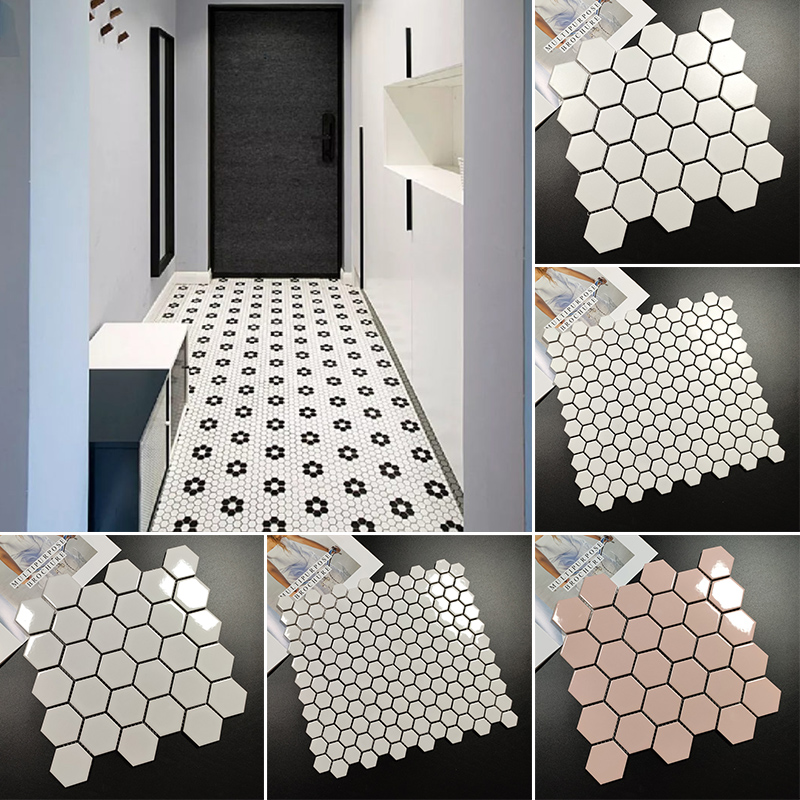 Nordic Ceramic hexagonal powder room bathroom anti-slip floor tiles Mosaic tiles All-ceramic small hexagonal kitchen wall tiles