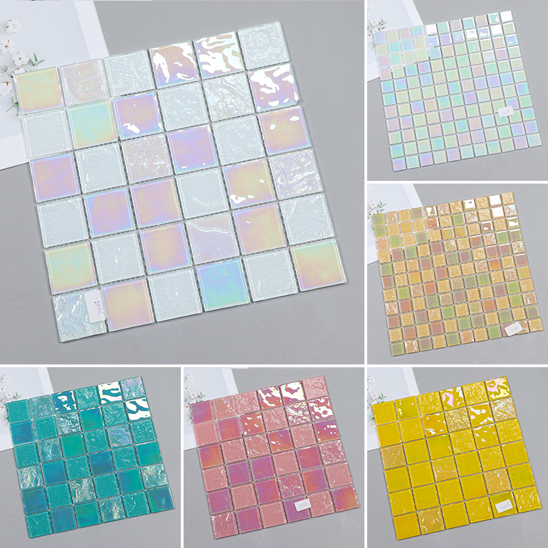 Colorful Crystal Glass Mosaic Restaurant Bar Bathroom Tv Background Wall Tiles Bathroom Sink Swimming Pool Tiles