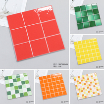 Colored checkered tiles Nordic kitchen bar red yellow orange kindergarten tea restaurant chain imitation mosaic pool tiles