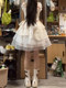 Girls' Big Kids' French Sweet and Cool Dress, Summer High-End Style, Runaway Princess Waist-Cinching Puffy Cake Skirt, Short Skirt