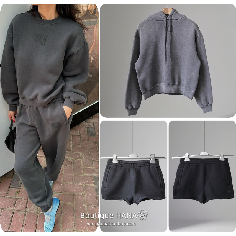 Alexander Wang Alexander Wang Foam Logo Fleece-Lined Hoodie Sweatpants Shorts Unisex Alexander Wang Alexander Wang Foam Logo Fleece-Lined Hoodie Sweatpants Shorts Unisex