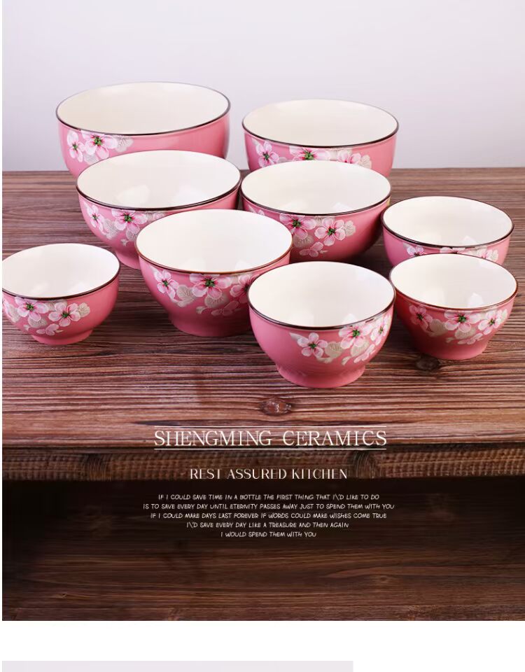 Hoa anh đào Nhật Bản retro Bộ đồ ăn Nhật Bản underglaze màu đĩa gốm không chì đặt miễn phí để phù hợp với nhà - Đồ ăn tối chén ăn cơm