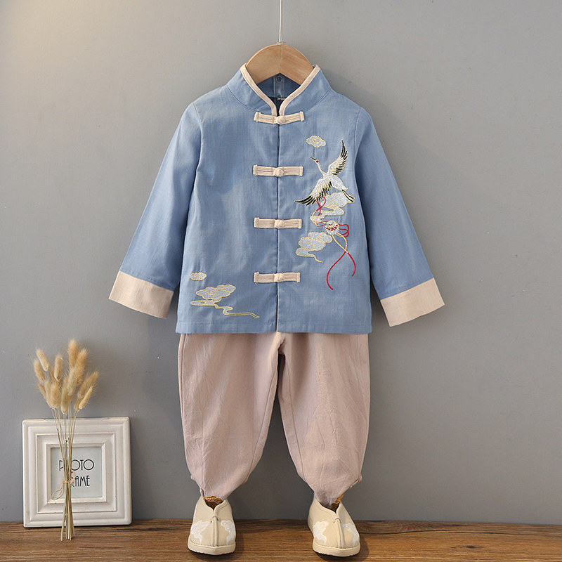Children Tang Costume China Wind Boy Spring Autumn Season Hanfu Suit Children Retro Clothes Baby Age Gown for less Master's clothes
