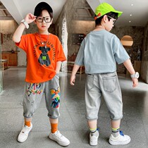 Boy suit Summer 2021 new trendy children dress up for a great summer clothes handsome 2 sets Korean version of the wave