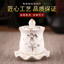 Ceramic gilt Lotus great sorrow holy water cup ornaments home accessories water supply Cup net water Cup Buddha niche for Buddha front Temple