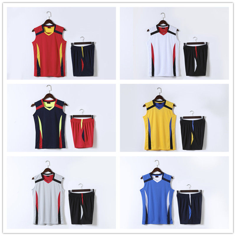 Quick-drying and breathable volleyball suits for male and female middle school students, young, middle-aged and elderly V-neck volleyball training and competition uniforms