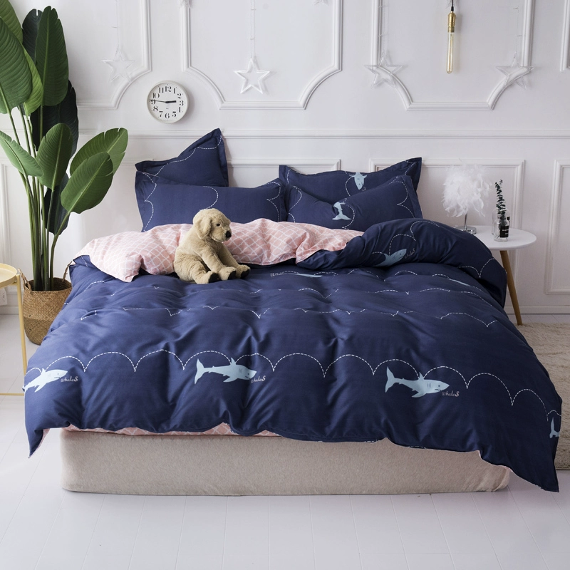 Bộ phim hoạt hình bốn mảnh 1,51,8m cô gái trái tim màu hồng chăn bông ký túc xá ba bộ 4 bộ 1,2 bộ đồ giường